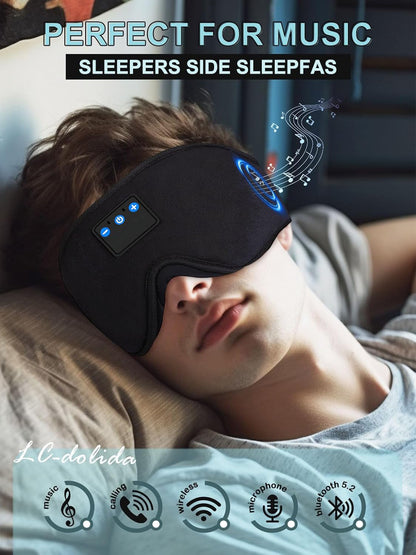 Bluetooth Sleep Mask with Headphones – 3D Eye Mask for Side Sleepers, Ultra-Thin Stereo Sound