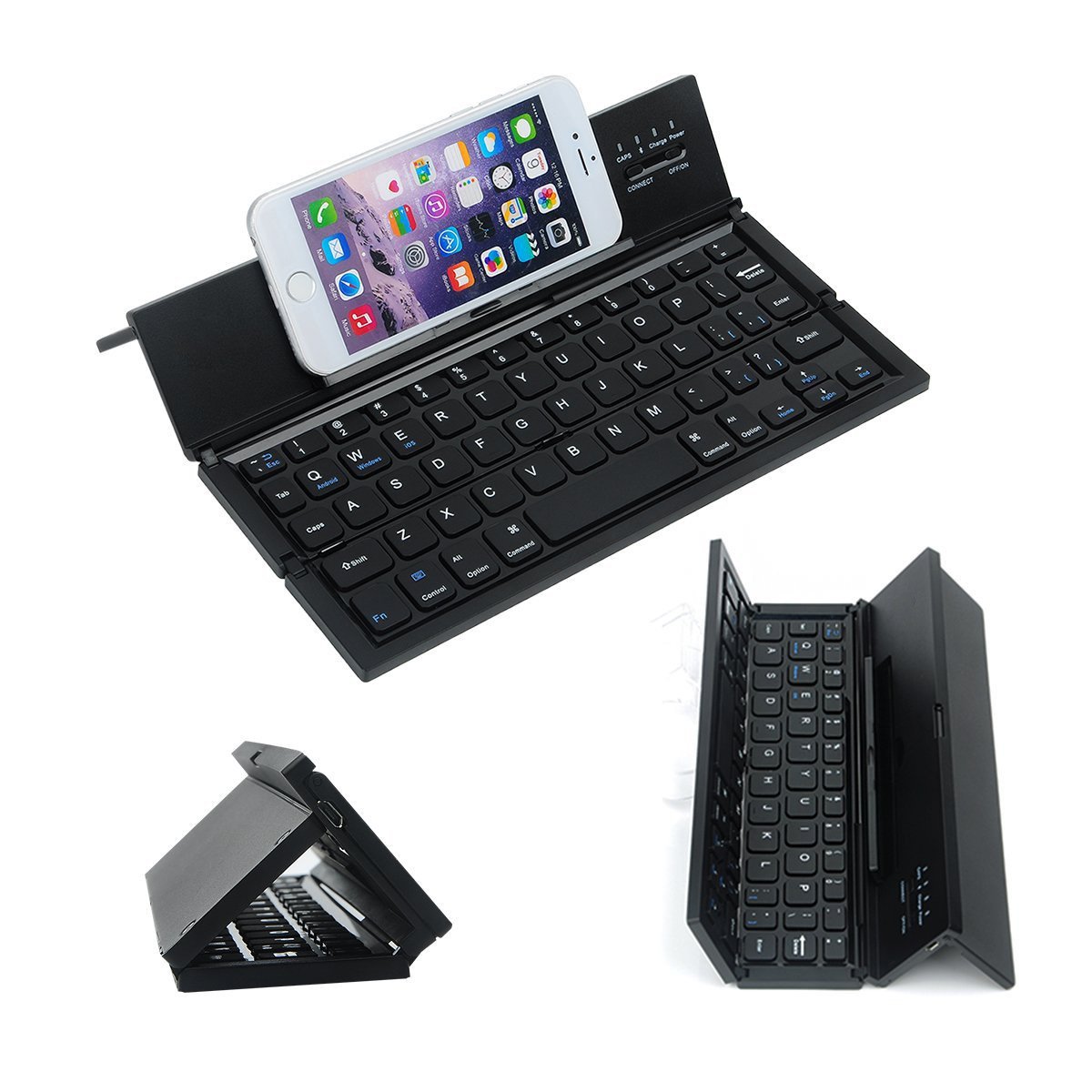 Wireless Tri-System Bluetooth Foldable Keyboard for Phones and Tablets